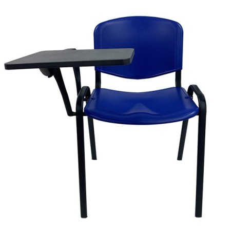 Silla NIZA con pala de escritura, asiento y respaldo en plástico azul-1