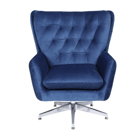 Sillón BÉCQUER, giratorio, regulable, tapizado velvet azul-0