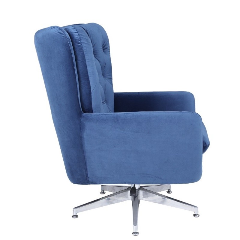 Sillón BÉCQUER, giratorio, regulable, tapizado velvet azul-1