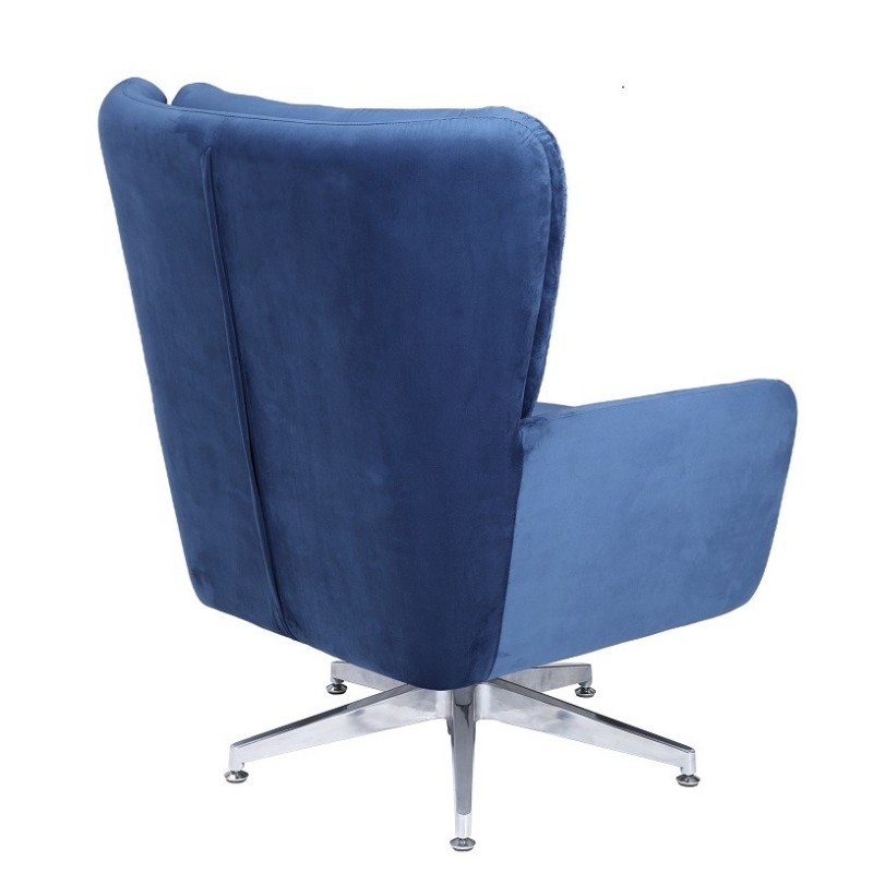 Sillón BÉCQUER, giratorio, regulable, tapizado velvet azul-3