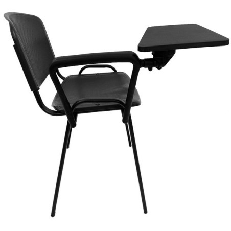 Silla NIZA con pala de escritura, asiento y respaldo plástico negro-0