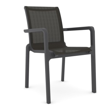 Sillón NEPTUNO, apilable, polipropileno y batyline antracita
