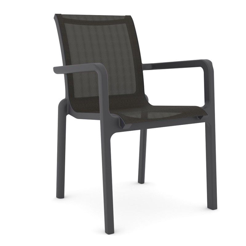 Sillón NEPTUNO, apilable, polipropileno y batyline antracita