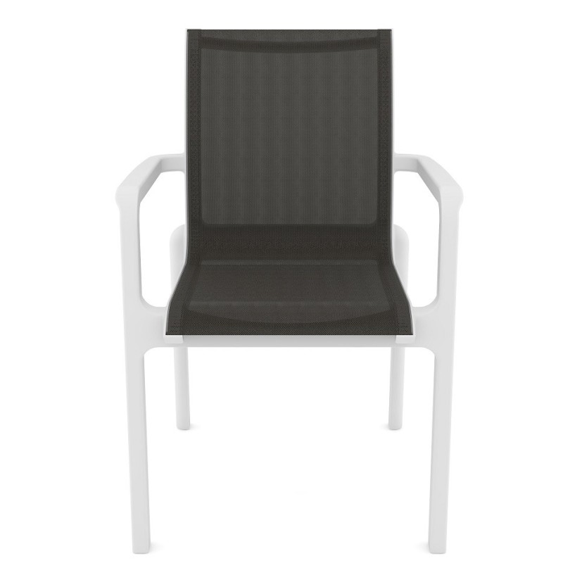 Sillón NEPTUNO, apilable, polipropileno blanco, batyline antracita-0