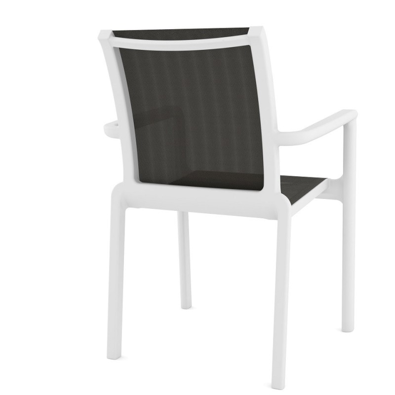 Sillón NEPTUNO, apilable, polipropileno blanco, batyline antracita-1