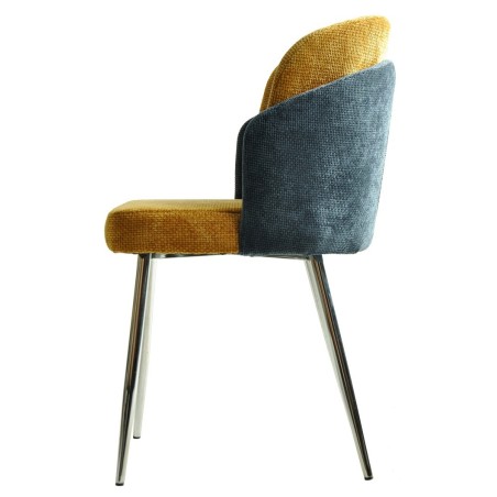 Silla DRESDE, cromada, tapizada chenilla azul y amarillo-1