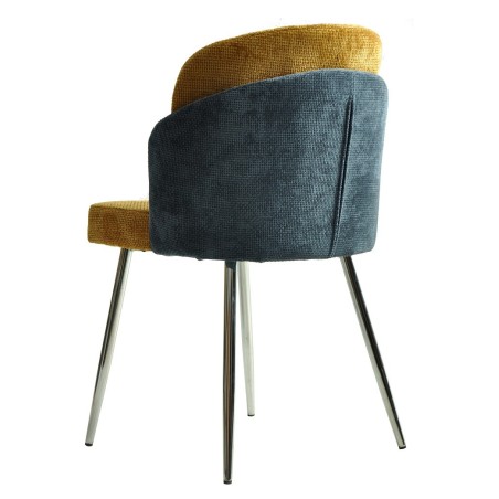 Silla DRESDE, cromada, tapizada chenilla azul y amarillo-2