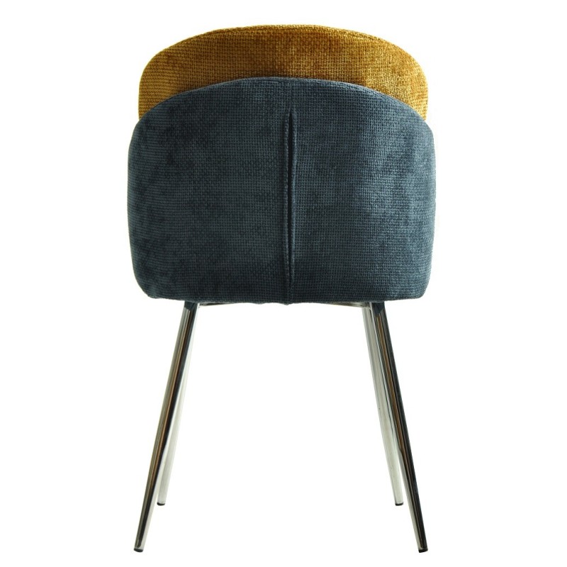 Silla DRESDE, cromada, tapizada chenilla azul y amarillo-3