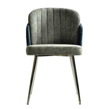 Silla DRESDE, cromada, tapizada chenilla azul y gris claro 2