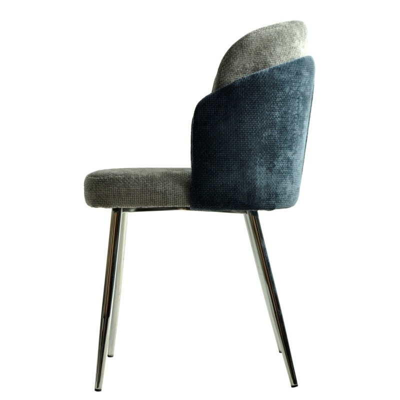 Silla DRESDE, cromada, tapizada chenilla azul y gris claro-1