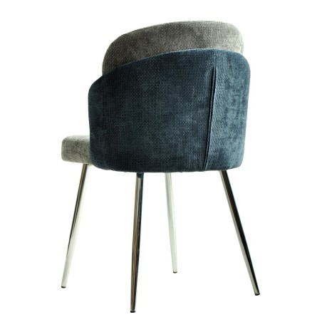 Silla DRESDE, cromada, tapizada chenilla azul y gris claro-2
