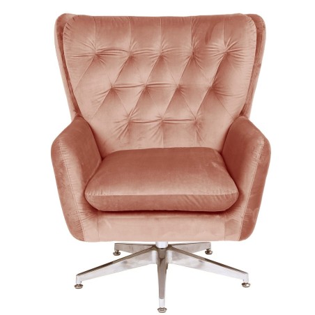 Sillón BÉCQUER, giratorio, regulable, tapizado velvet rosa-0