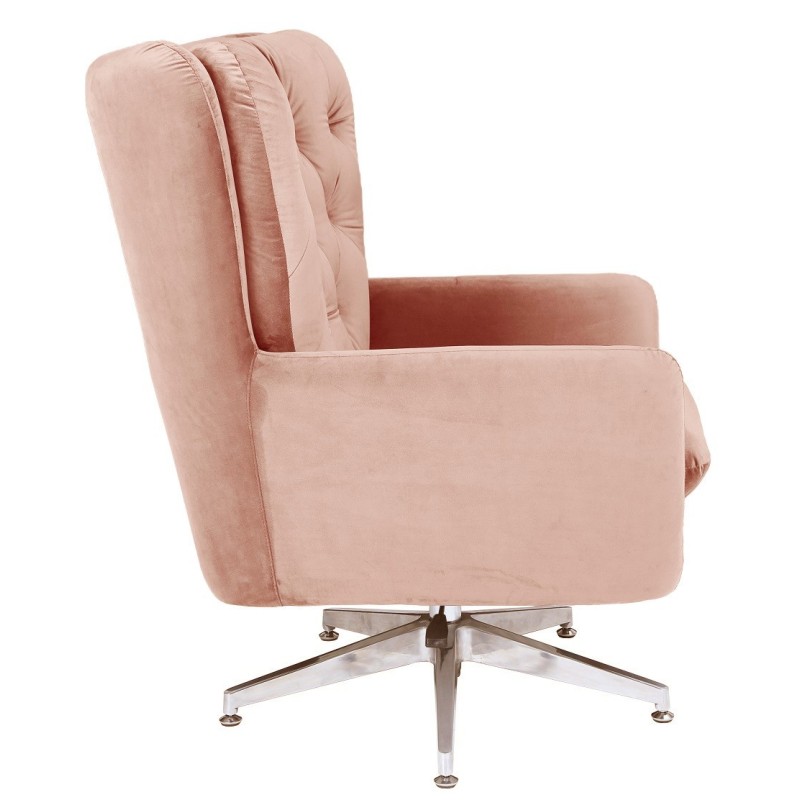 Sillón BÉCQUER, giratorio, regulable, tapizado velvet rosa-1