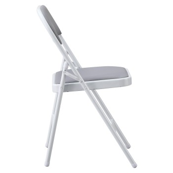Silla SMART, plegable, metal, epoxi blanco, vinilo gris claro 2