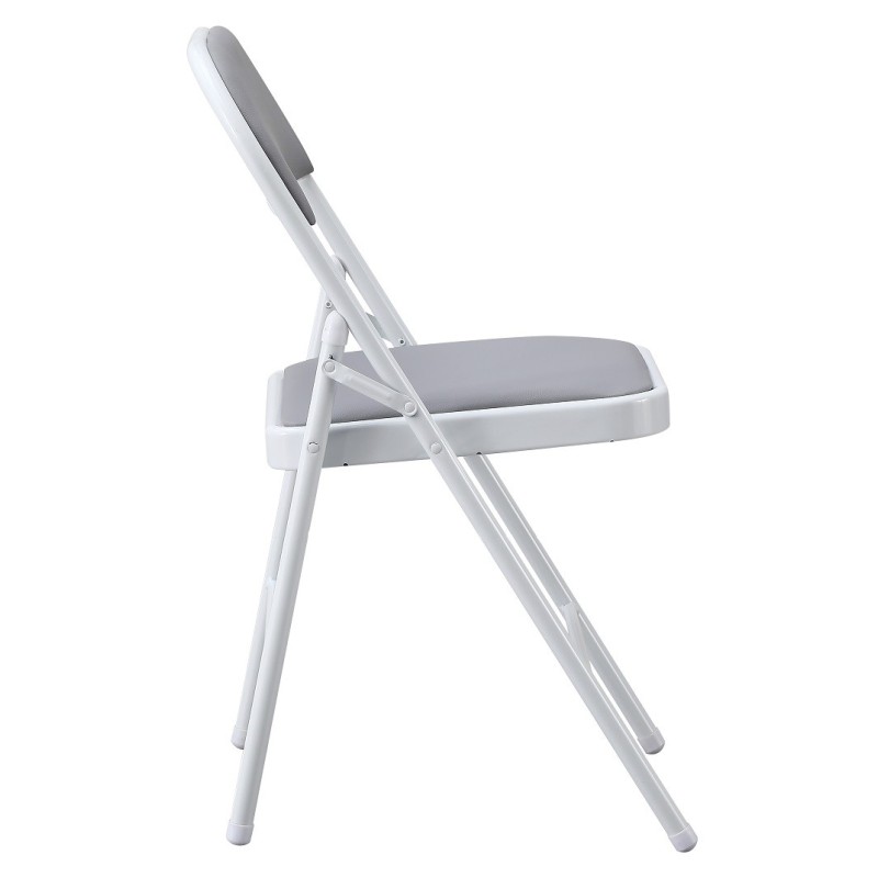 Silla SMART, plegable, metal, epoxi blanco, vinilo gris claro-0
