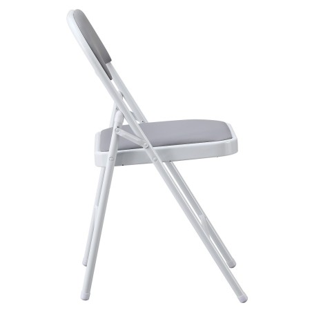 Silla SMART, plegable, metal, epoxi blanco, vinilo gris claro-0