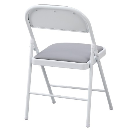 Silla SMART, plegable, metal, epoxi blanco, vinilo gris claro-1