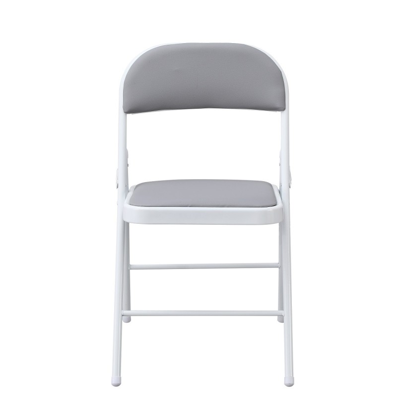 Silla SMART, plegable, metal, epoxi blanco, vinilo gris claro-2