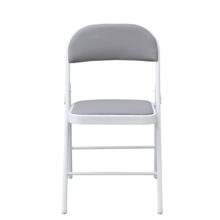 Silla SMART, plegable, metal, epoxi blanco, vinilo gris claro-2