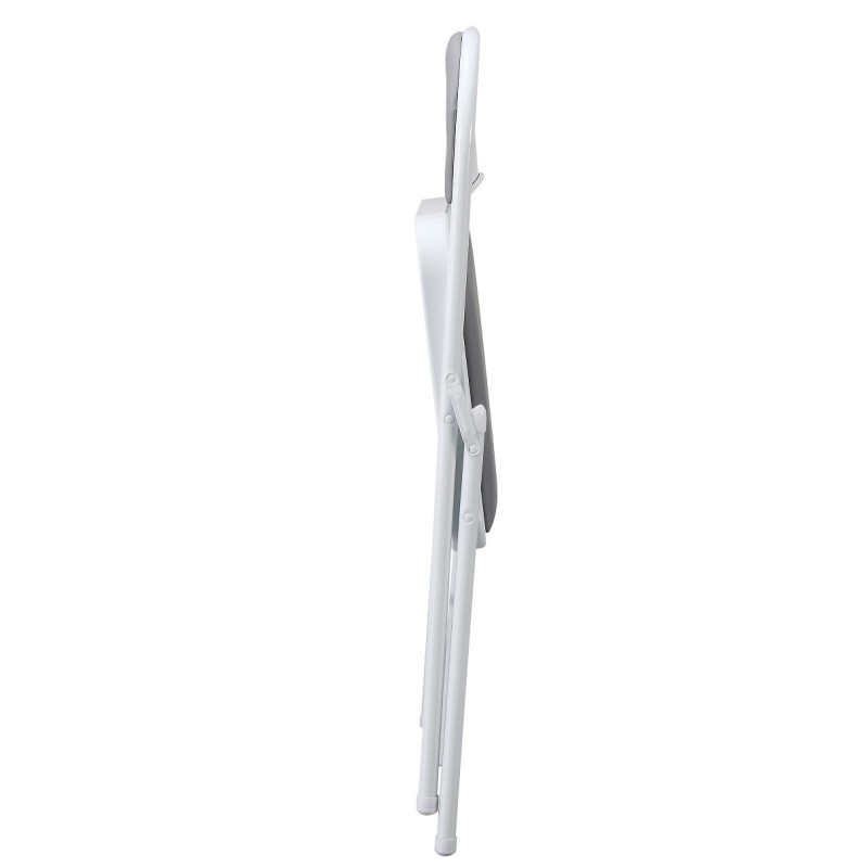 Silla SMART, plegable, metal, epoxi blanco, vinilo gris claro-3