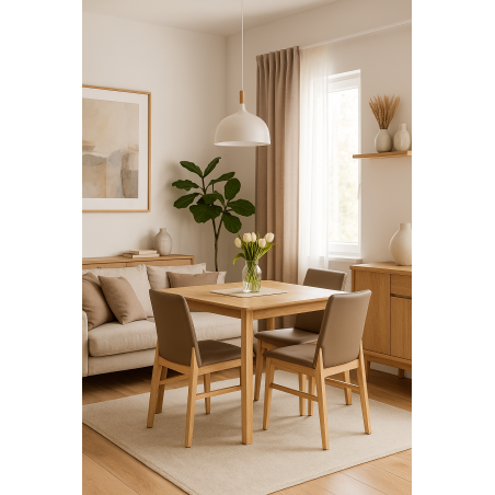 Silla ALPES, madera de haya, natural, similpiel marrón-3