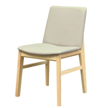 Silla ALPES, madera de haya, natural, similpiel gris