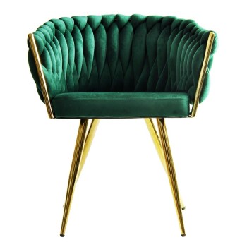 Sillón KING, metal dorado, tapizado velvet verde oscuro 2