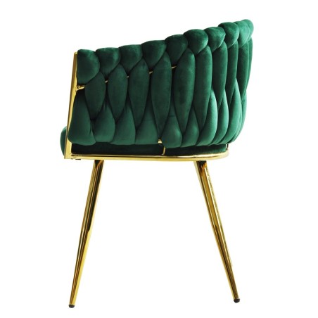 Sillón KING, metal dorado, tapizado velvet verde oscuro-1