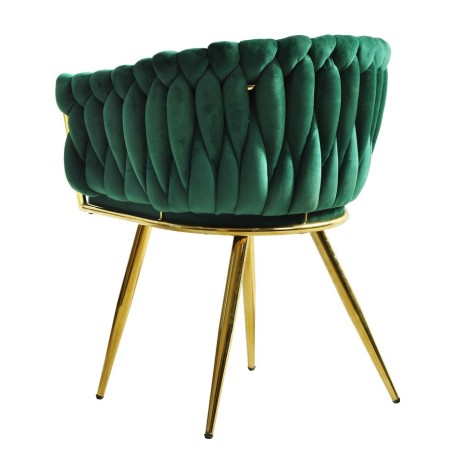 Sillón KING, metal dorado, tapizado velvet verde oscuro-2