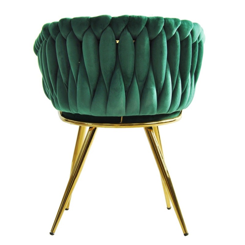 Sillón KING, metal dorado, tapizado velvet verde oscuro-3