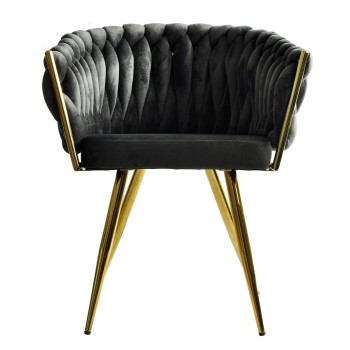 Sillón KING, metal dorado, tapizado velvet gris oscuro 2