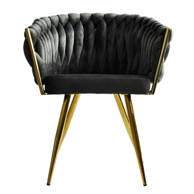Sillón KING, metal dorado, tapizado velvet gris oscuro-0