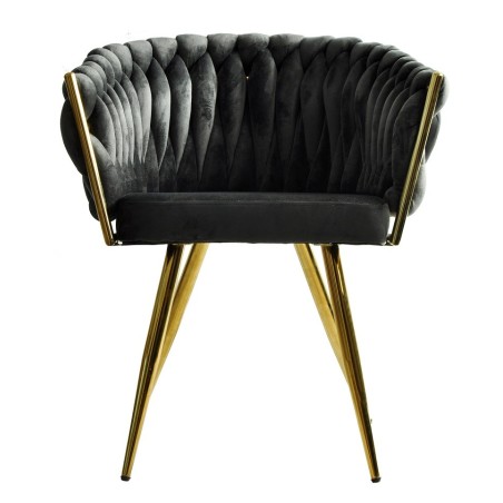 Sillón KING, metal dorado, tapizado velvet gris oscuro-0
