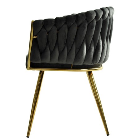 Sillón KING, metal dorado, tapizado velvet gris oscuro-1