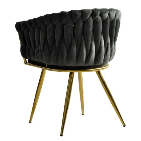 Sillón KING, metal dorado, tapizado velvet gris oscuro-2
