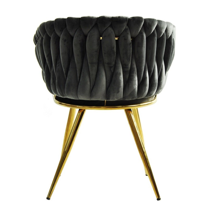 Sillón KING, metal dorado, tapizado velvet gris oscuro-3