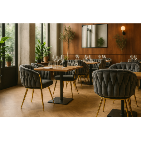 Sillón KING, metal dorado, tapizado velvet gris oscuro-4