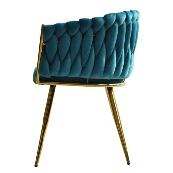 Sillón KING, metal dorado, tapizado velvet turquesa 2