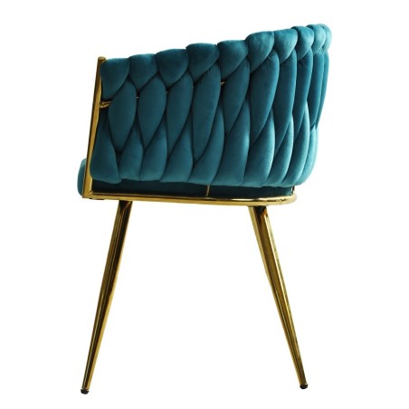 Sillón KING, metal dorado, tapizado velvet turquesa-0
