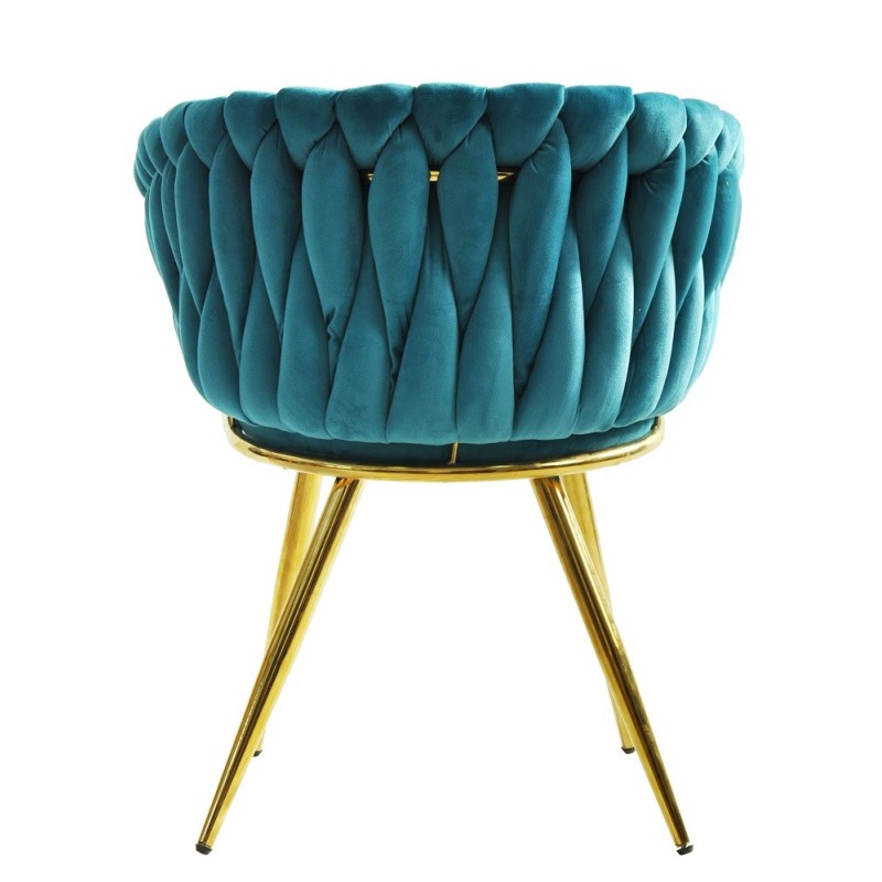Sillón KING, metal dorado, tapizado velvet turquesa-3