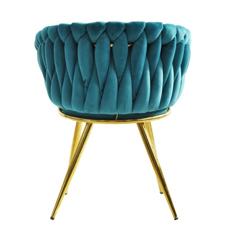 Sillón KING, metal dorado, tapizado velvet turquesa-3