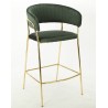 Taburete KEFREN NEW, metal dorado, tapizado velvet verde oscuro