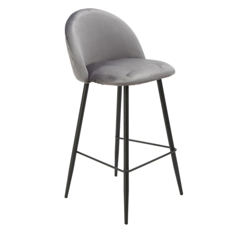 Taburete MAGDA NEW, metal, tapizado velvet gris-2