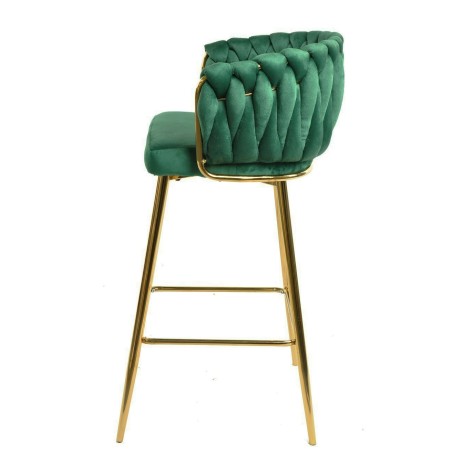 Taburete KING, metal, cromado dorado, tapizado velvet verde oscuro-0