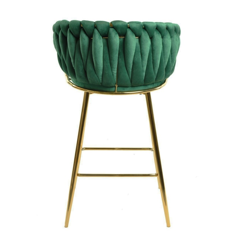 Taburete KING, metal, cromado dorado, tapizado velvet verde oscuro-1