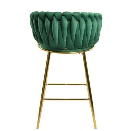 Taburete KING, metal, cromado dorado, tapizado velvet verde oscuro-1