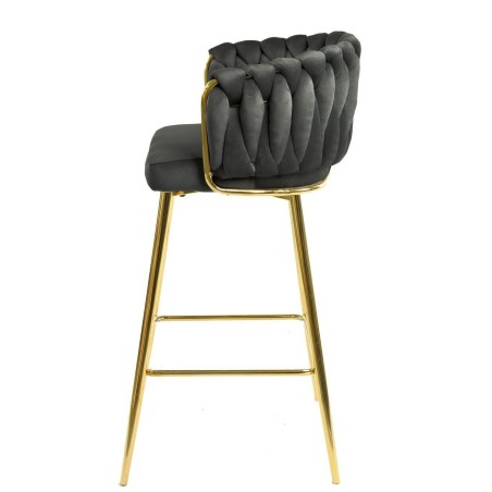 Taburete KING, metal, cromado dorado, tapizado velvet gris oscuro-0