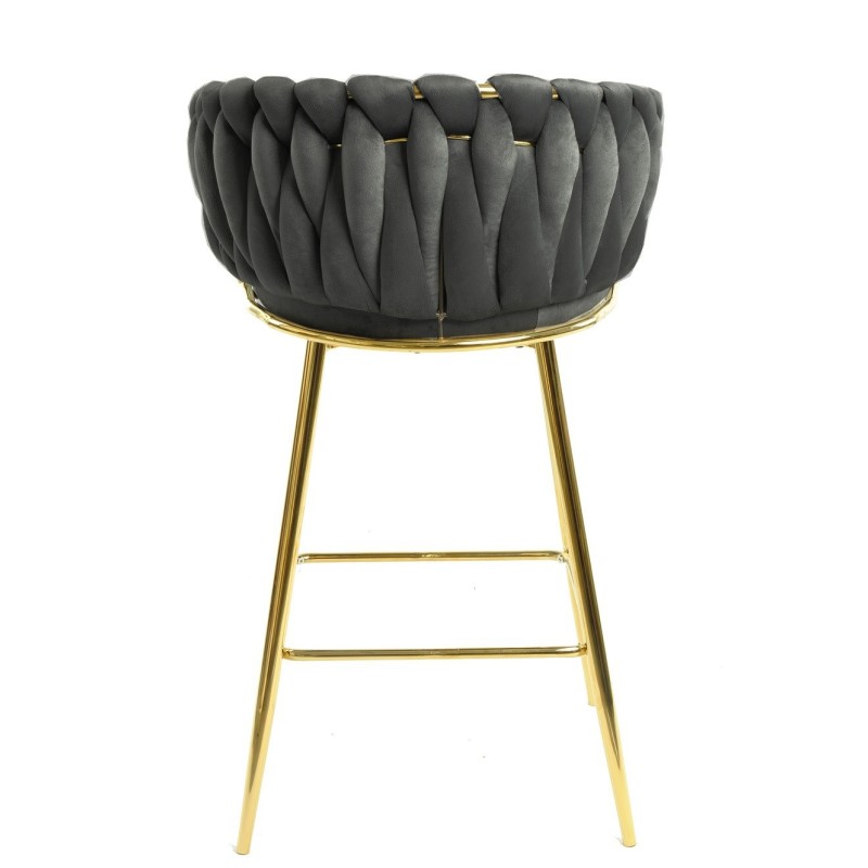 Taburete KING, metal, cromado dorado, tapizado velvet gris oscuro-1