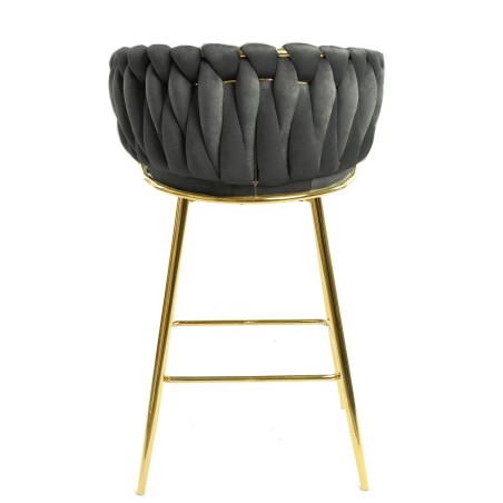 Taburete KING, metal, cromado dorado, tapizado velvet gris oscuro-1