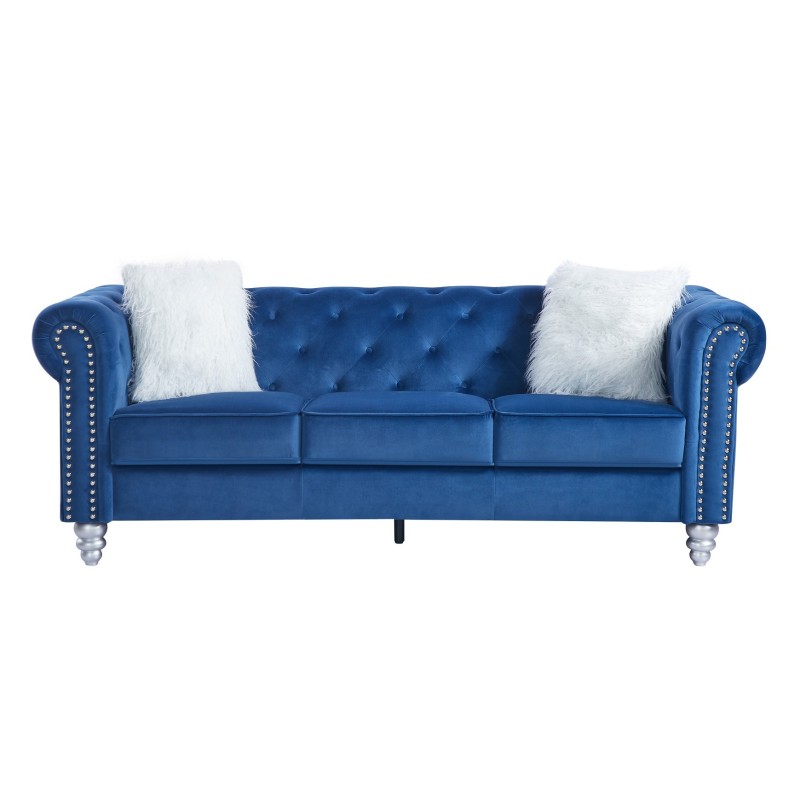 Sofá CHESTER STYLE, 3 plazas, tapizado velvet azul 67-0